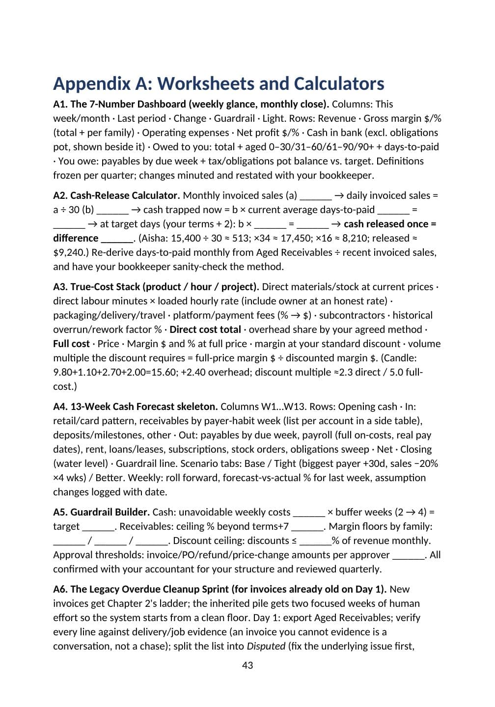 Actual PDF page 43 from More Profit, Less Paperwork: Worksheets and calculators